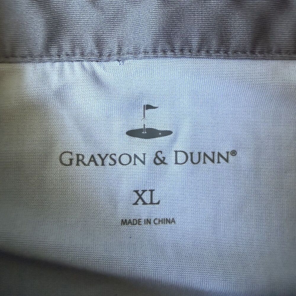 Grayson & Dunn Men's Gray and White Geometric Performance Golf Polo - Size XL - Picture 2 of 7
